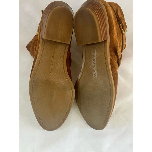 Franco Sarto Rynn Ankle Boots- Booties-Size 7 leather Upper Suede Tan - Picture 2 of 8